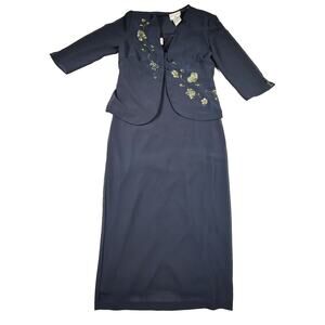 Sleeveless Midi Dress With Matching Jacket Lightweight Lined Womens Size 10P